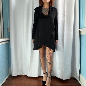 deletta layered super soft mini dress long sweater cowl turtleneck size xl